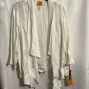 Ruby Rd. White Cardigan Soft Knit Open Front Long Sleeve